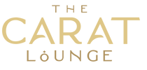 Logo of The Carat Lounge with gold text on a white background