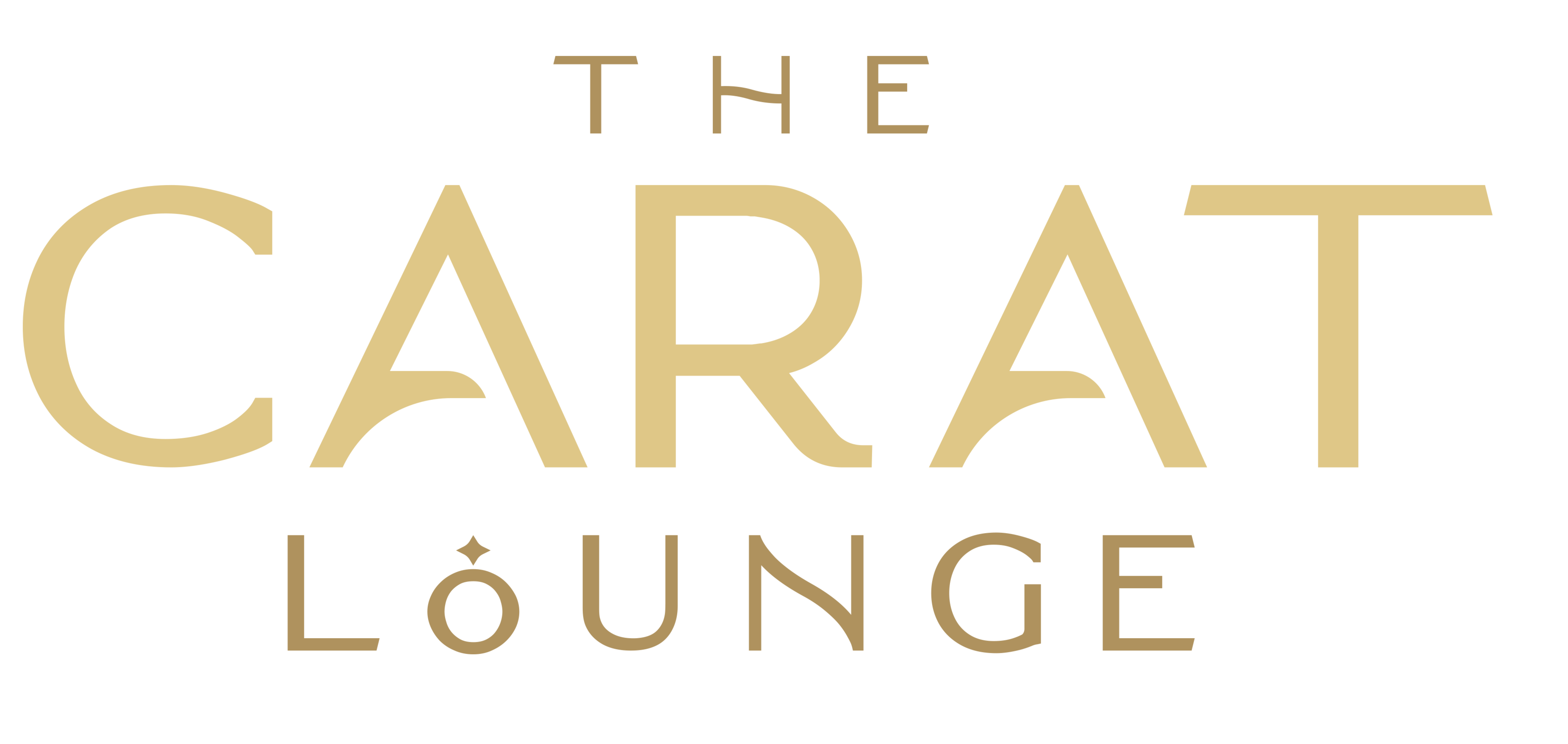 Logo of The Carat Lounge with gold text on a white background